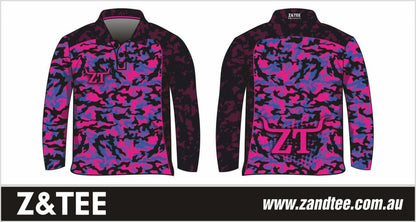 Camo Huntress Pink Shirt Long or Short Sleeve Z and TEE camping fishing GIRLS DESIGNS hunting HUNTING DESIGNS LJM men mens PATTERN AND PLAIN DESIGNS pig hunting pink Preorder quick dry spo-default spo-disabled sun sun shirt sun shirts sunsafe uv WOMEN'S DESIGNS