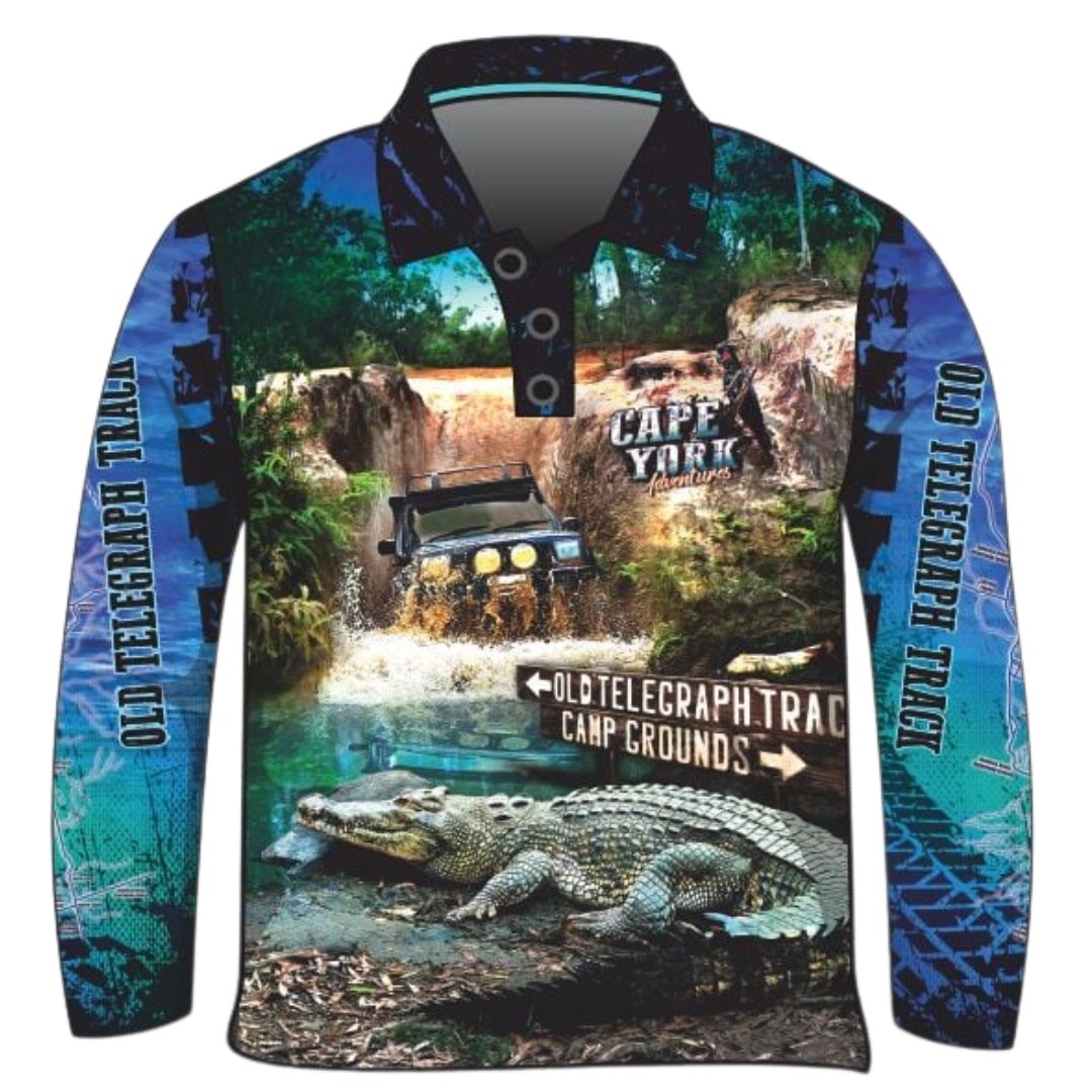 Cape York | Gunshot Croc Blue Shirt Long or Short Sleeve Z and TEE 4x4 blue boy boys camping cape cape york CAPE YORK DESIGNS fishing LJM men mens Preorder quick dry spo-default spo-disabled sun sun shirt sun shirts sunsafe tip travel uv