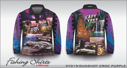 Cape York | Gunshot Croc Purple Shirt Long or Short Sleeve Z and TEE 4x4 camping cape cape york CAPE YORK DESIGNS fishing girl girls LJM Preorder purple quick dry spo-default spo-disabled sun sun shirt sun shirts sunsafe tip travel uv womens