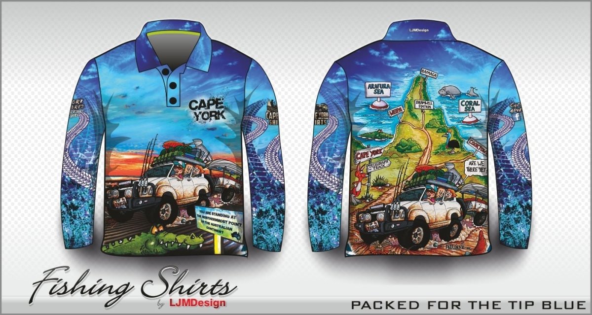 Cape York | Packed for the Tip Blue Shirt Long or Short Sleeve Z and TEE 4x4 blue boy boys BOYS DESIGNS camping cape cape york CAPE YORK DESIGNS fishing LJM men mens Preorder quick dry spo-default spo-disabled sun sun shirt sun shirts sunsafe tip travel uv