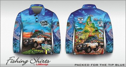 Cape York | Packed for the Tip Blue Shirt Long or Short Sleeve Z and TEE 4x4 blue boy boys BOYS DESIGNS camping cape cape york CAPE YORK DESIGNS fishing LJM men mens Preorder quick dry spo-default spo-disabled sun sun shirt sun shirts sunsafe tip travel uv