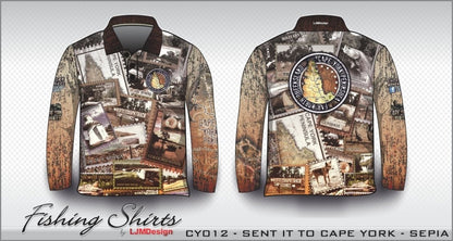 Cape York | Send it to Cape York Sepia Shirt Long or Short Sleeve Z and TEE 4x4 boy boys camping cape cape york CAPE YORK DESIGNS fishing LJM men mens Preorder quick dry spo-default spo-disabled sun sun shirt sun shirts sunsafe tip travel uv