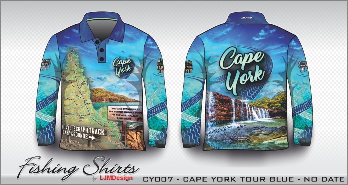 Cape York | Cape York Tour Blue Fishing Shirt Long or Short Sleeve Z and TEE 4x4 boy boys camping cape cape york CAPE YORK DESIGNS fishing girl girls LJM men mens Preorder quick dry spo-default spo-disabled sun sun shirt sun shirts sunsafe tip travel uv