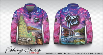 Cape York | Tour Pink Shirt Long or Short Sleeve Z and TEE 4x4 boy boys camping cape cape york CAPE YORK DESIGNS fishing girl girls LJM men mens Preorder quick dry spo-default spo-disabled sun sun shirt sun shirts sunsafe tip travel uv womens