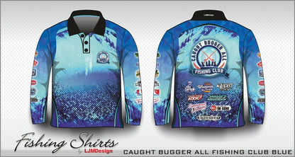 Fishing | Caught Bugger All Fishing Club Blue Fishing Shirt - Z&Tee Z and TEE camping FISH DESIGNS FISHING LJM men MEN'S DESIGNS mens Preorder quick dry spo-default spo-disabled sun sun shirt sun shirts sunsafe uv