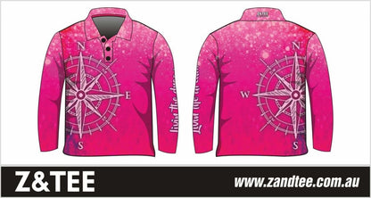 Compass Pink Adventure Shirt Z and TEE camping fishing girls GIRLS DESIGNS group ladies LJM matching PATTERN AND PLAIN DESIGNS pink Preorder quick dry spo-default spo-disabled sun sun shirt sun shirts sunsafe uv women's