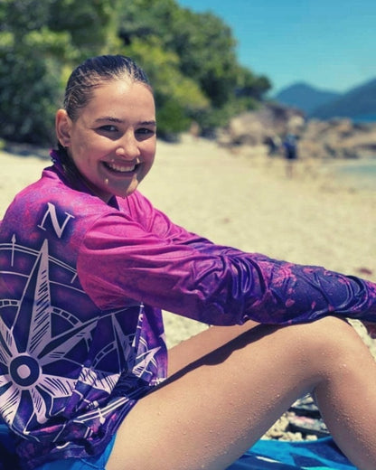 Compass Purple Pink Fishing Shirt Z and TEE camping fishing GIRLS DESIGNS LJM men mens PATTERN AND PLAIN DESIGNS Preorder quick dry spo-default spo-disabled sun sun shirt sun shirts sunsafe uv WOMEN'S DESIGNS