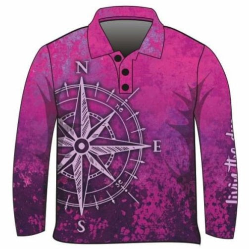 Compass Purple Pink Fishing Shirt Z and TEE camping fishing GIRLS DESIGNS LJM men mens PATTERN AND PLAIN DESIGNS Preorder quick dry spo-default spo-disabled sun sun shirt sun shirts sunsafe uv WOMEN'S DESIGNS