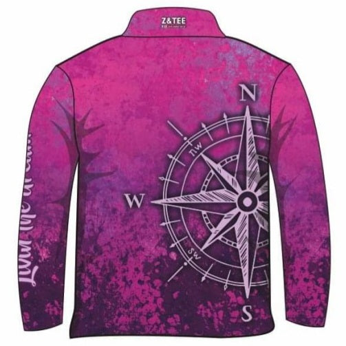 Compass Purple Pink Fishing Shirt Z and TEE camping fishing GIRLS DESIGNS LJM men mens PATTERN AND PLAIN DESIGNS Preorder quick dry spo-default spo-disabled sun sun shirt sun shirts sunsafe uv WOMEN'S DESIGNS