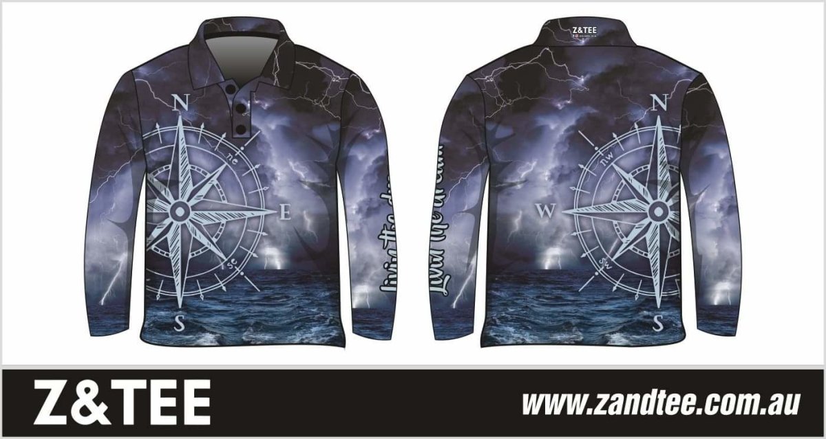 Compass Storm Fishing Shirt Z and TEE BOYS DESIGNS camping fishing LJM men MEN'S DESIGNS mens PATTERN AND PLAIN DESIGNS Preorder quick dry spo-default spo-disabled sun sun shirt sun shirts sunsafe uv