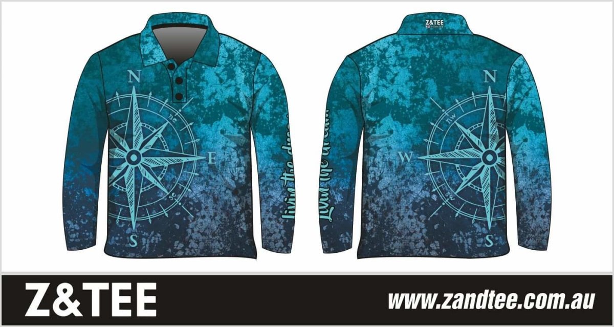 Compass Teal Fishing Shirt Z and TEE camping fishing LJM men MEN'S DESIGNS mens MENS DESIGNS PATTERN AND PLAIN DESIGNS Preorder quick dry spo-default spo-disabled sun sun shirt sun shirts sunsafe uv women's WOMEN'S DESIGNS Women's Fishing Women's Fishing Shirt