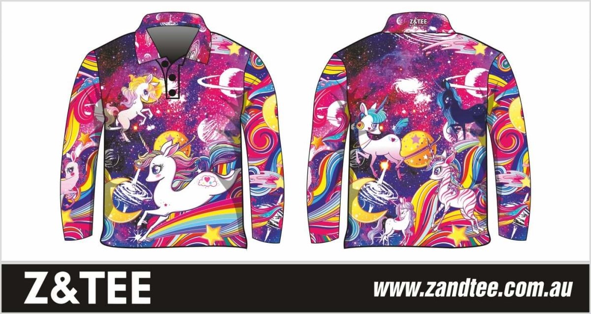 Kids | Cosmic Unicorn Stardust Pink Shirt Long or Short Sleeve Z and TEE fishing GIRL Girls GIRLS DESIGNS LJM pink Preorder quick dry spo-default spo-disabled sun sun shirt sun shirts sunsafe uv