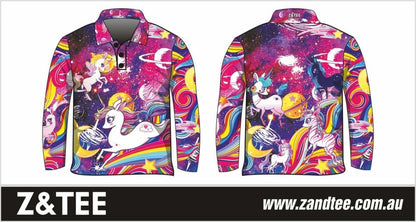 Kids | Cosmic Unicorn Stardust Pink Shirt Long or Short Sleeve Z and TEE fishing GIRL Girls GIRLS DESIGNS LJM pink Preorder quick dry spo-default spo-disabled sun sun shirt sun shirts sunsafe uv