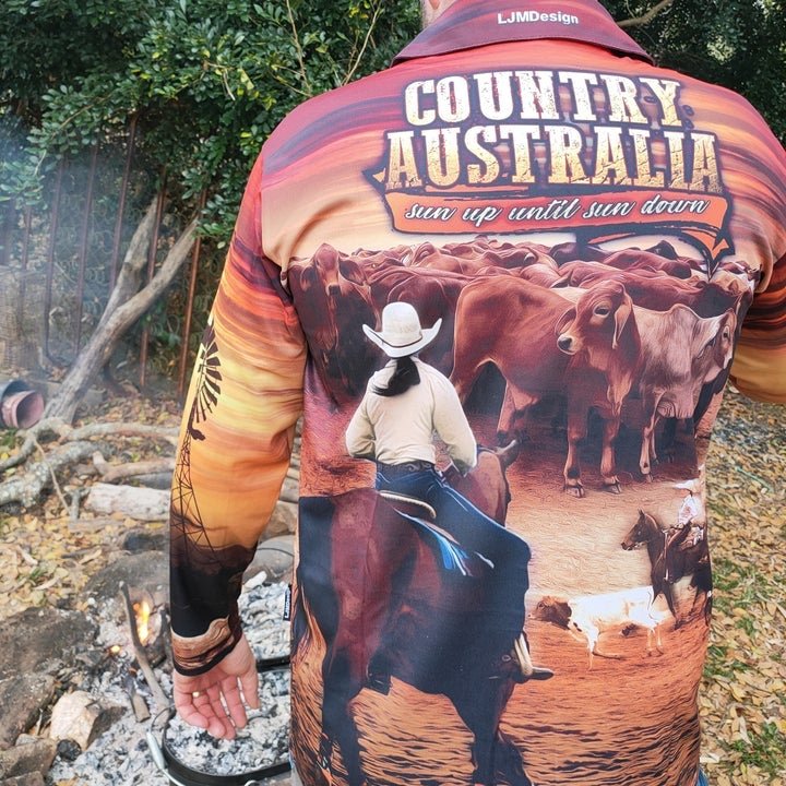 Western | Sun Up to Sun Down Shirt Long or Short Sleeve Z and TEE Australia Australia Day Australian brown camping country COUNTRY WESTERN DESIGNS fishing horse LJM men MEN'S DESIGNS mens outback Preorder quick dry spo-default spo-disabled sun sun shirt sun shirts sunsafe truck uv western work worker