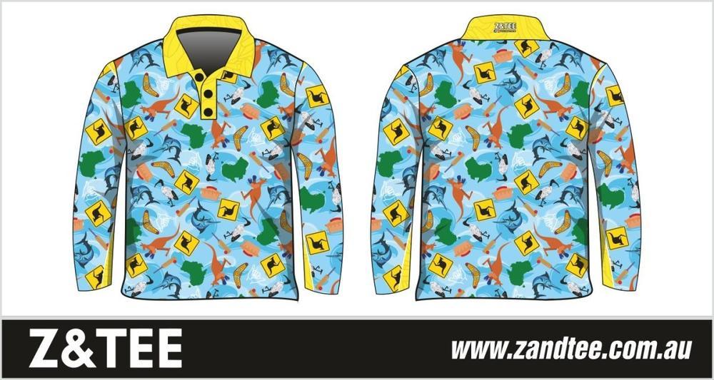 Australian | Fair Dinkum Aussie Shirt Long or Short Sleeve Z and TEE aussie Australia Australia Day Australian bin chicken boys camping fishing ibis kangaroo kids LJM Preorder quick dry spo-default spo-disabled sun sun shirt sun shirts sunsafe uv