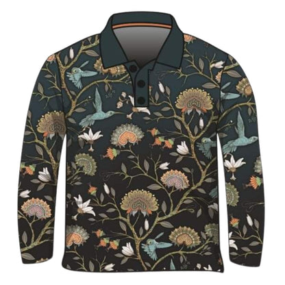 Pattern | Hummingbird Floral Black Shirt Z and TEE Australia Australia Day Australian camping fishing LJM men mens PATTERN AND PLAIN DESIGNS Preorder quick dry spo-default spo-disabled sun sun shirt sun shirts sunsafe uv WOMEN'S DESIGNS
