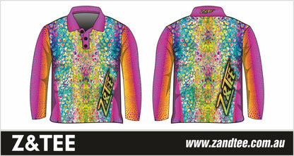 Pattern | Kaleidoscope Serpent Shirt Long or Short Sleeve Z and TEE camping fishing GIRL'S DESIGNS Girls ladies LJM pink Preorder quick dry rainbow spo-default spo-disabled sun sun shirt sun shirts sunsafe uv women's WOMEN'S DESIGNS