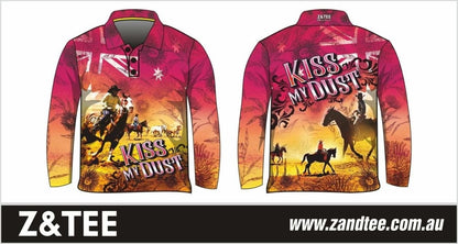 Western | Kiss My Dust Australia Shirt Long or Short Sleeve Z and TEE Australia Australia Day Australian camping COUNTRY WESTERN DESIGNS fishing LJM men mens Preorder quick dry spo-default spo-disabled sun sun shirt sun shirts sunsafe uv WOMEN'S DESIGNS