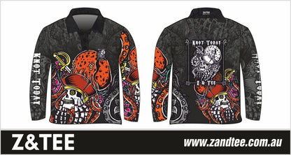 Knot Today | Black Ink Kraken Shirt Long or Short Sleeve Z and TEE BOYS DESIGNS camping fishing LJM men MEN'S DESIGNS mens Preorder quick dry spo-default spo-disabled sun sun shirt sun shirts sunsafe uv