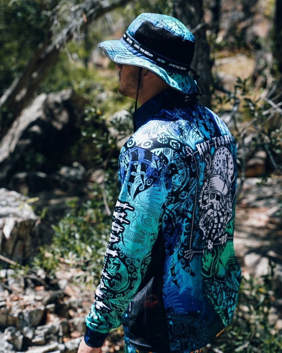 Knot Today | Deep Blue Kraken Fishing Shirt Z and TEE blue boy boys BOYS DESIGNS camping fishing green LJM men MEN'S DESIGNS mens ocean pirate Preorder quick dry sea spo-default spo-disabled sun sun shirt sun shirts sunsafe uv