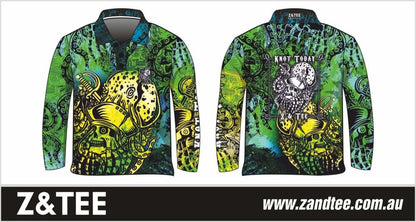 Knot Today | Green Yellow Kraken Fishing Shirt Z and TEE boy boys BOYS DESIGNS camping fishing green LJM men MEN'S DESIGNS mens ocean pirate Preorder quick dry sea spo-default spo-disabled sun sun shirt sun shirts sunsafe uv yellow