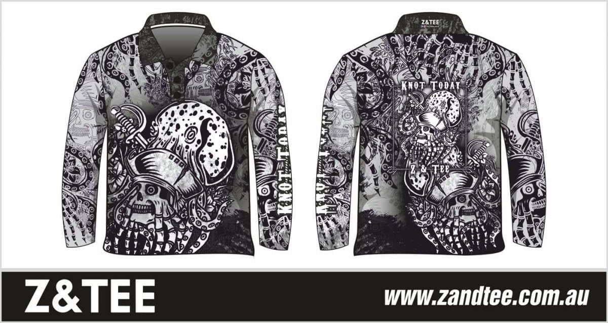 Knot Today | Grey Kraken Long Sun Shirt Z and TEE black BOYS DESIGNS camping fishing grey LJM men MEN'S DESIGNS mens pirate Preorder quick dry ship spo-default spo-disabled sun sun shirt sun shirts sunsafe uv white