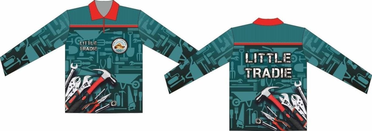 Kids | Little Tradie Shirt Long or Short Sleeve Z and TEE boy boys BOYS DESIGNS bunnings camping construction father's day fishing green kid Kid's Fishing Kid's Fishing Apparel Kid's Fishing Shirt Kid's Uv Rated Shirts kids KIDS ALL kids design KIDS DESIGNS Kids UV rated shirt LJM Preorder quick dry spo-default spo-disabled sun sun shirt sun shirts sunsafe tradie uv