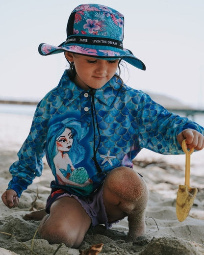 Kids | Mermaid Seas the Day Shirt Long or Short Sleeve Z and TEE camping fishing GIRL'S DESIGNS KIDS KIDS ALL kids design KIDS DESIGNS Kids UV rated shirt LJM men mens Preorder quick dry spo-default spo-disabled sun sun shirt sun shirts sunsafe uv
