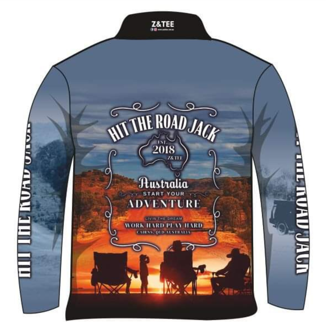 Camping and Caravan | Hit the Road Jack Camping Adventure Shirt Long or Short Sleeve Z and TEE Australia Australia Day Australian Australiana camping fishing LJM men MEN'S DESIGNS mens Preorder quick dry spo-default spo-disabled sun sun shirt sun shirts sunsafe uv