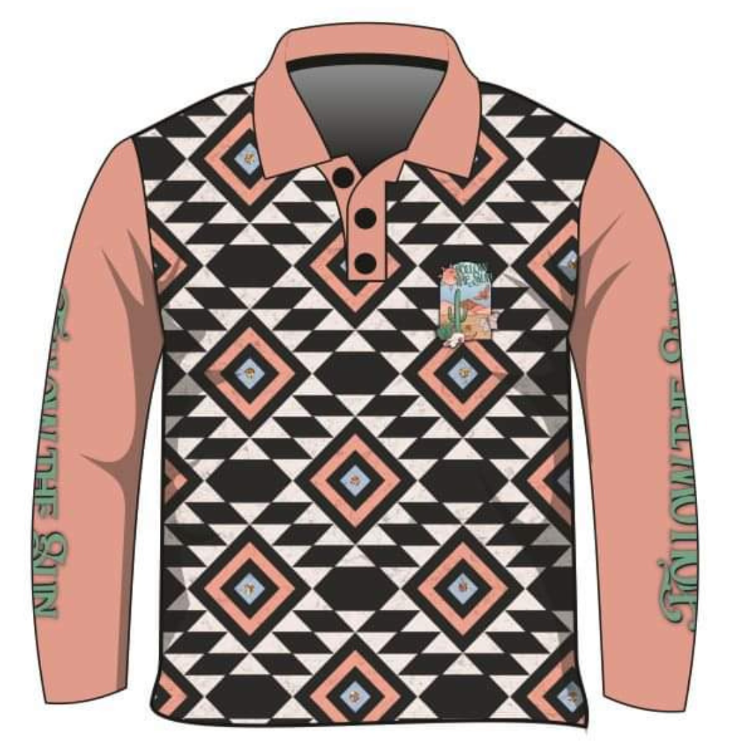 Western | Follow the Sun Western Black Aztec Shirt Long or Short Sleeve Z and TEE Australia Australia Day Australian Australiana camping COUNTRY WESTERN DESIGNS fishing LJM men mens Preorder quick dry spo-default spo-disabled sun sun shirt sun shirts sunsafe uv WOMEN'S DESIGNS