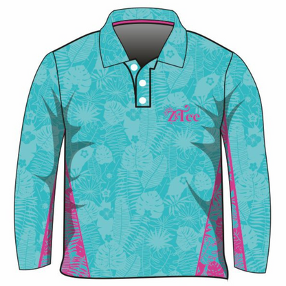 Pattern | Follow the Sun Tropical Turquoise Shirt Long or Short Sleeve Z and TEE camping cruise fishing Girls GIRLS DESIGNS LJM PATTERN AND PLAIN DESIGNS Preorder quick dry spo-default spo-disabled sun sun shirt sun shirts sunsafe tropical TROPICAL DESIGNS uv Women Women's Fishing Women's Fishing Shirt womens