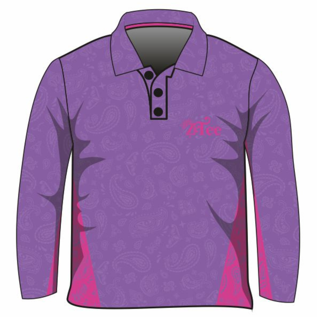 Pattern | Follow the Sun Paisley Lilac Pink Shirt Long or Short Sleeve Z and TEE camping country COUNTRY WESTERN DESIGNS fishing Girls GIRLS DESIGNS LJM outback PATTERN AND PLAIN DESIGNS Preorder quick dry spo-default spo-disabled sun sun shirt sun shirts sunsafe uv western womens