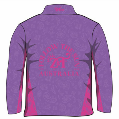 Pattern | Follow the Sun Paisley Lilac Pink Shirt Long or Short Sleeve Z and TEE camping country COUNTRY WESTERN DESIGNS fishing Girls GIRLS DESIGNS LJM outback PATTERN AND PLAIN DESIGNS Preorder quick dry spo-default spo-disabled sun sun shirt sun shirts sunsafe uv western womens