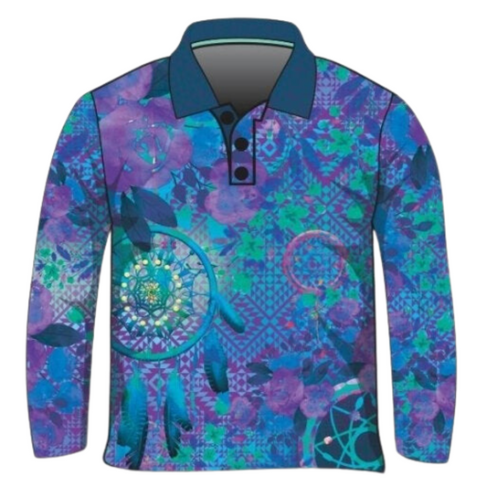 Western | Aztec Dreamcatcher Purple Sun Smart Shirt - Z&Tee Z and TEE blue blues camping camping shirt country cowgirl fishing GIRLS DESIGNS ladies Ladies Fishing Ladies Fishing Shirt LJM outback Preorder purple quick dry spo-default spo-disabled sun sun shirt sun shirts sunsafe uv western Women WOMEN'S DESIGNS Women's Fishing Women's Fishing Shirt womens