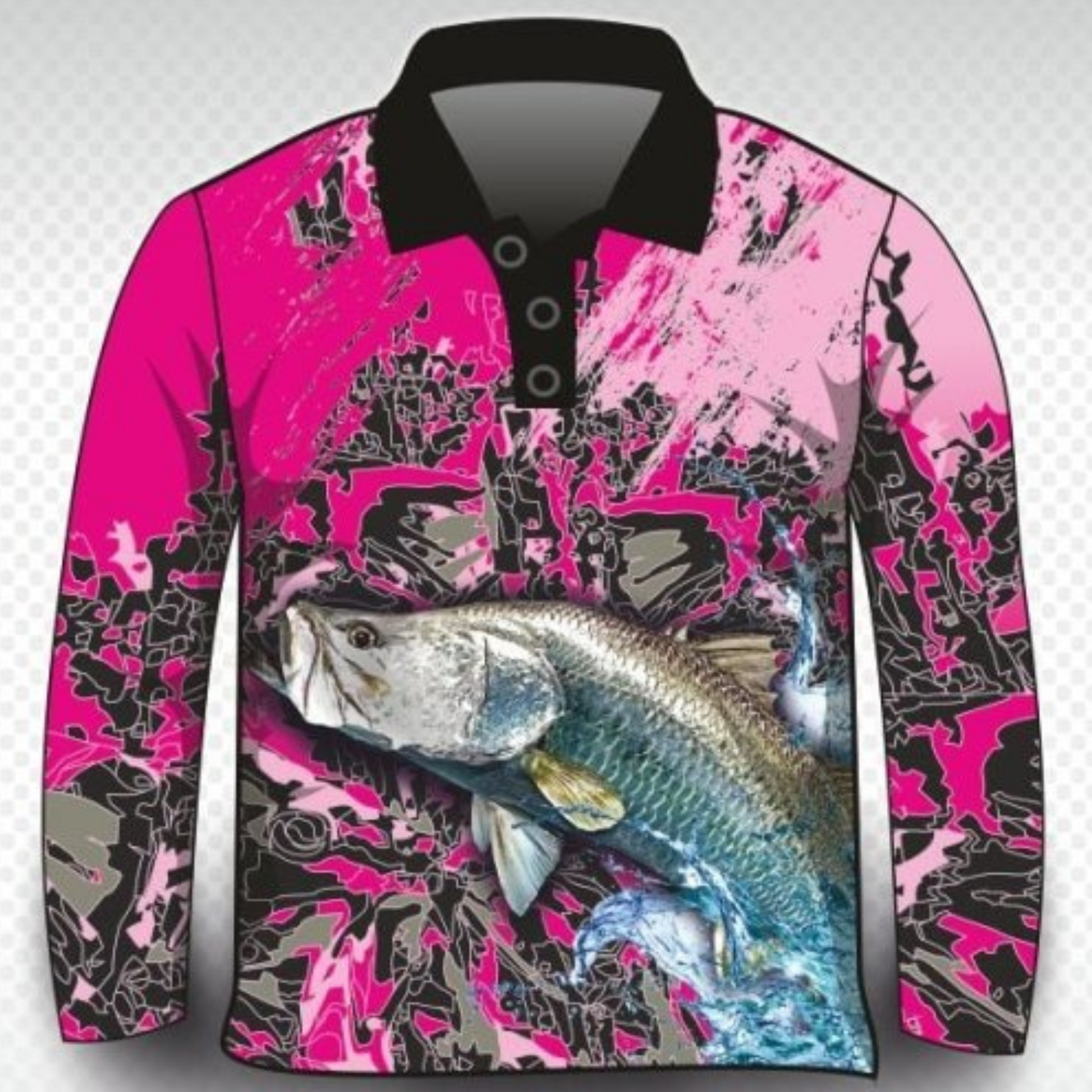 Fishing | Barramundi Pink Fishing Shirt Z and TEE barramundi FISH DESIGNS fishing girls GIRLS DESIGNS ladies LJM Preorder quick dry spo-default spo-disabled sun sun shirt sun shirts sunsafe uv WOMEN'S DESIGNS womens