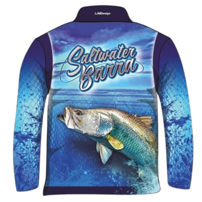 Fishing | Barramundi Saltwater Blue Fishing Shirt Z and TEE barramundi blue boy boys BOYS DESIGNS FISH DESIGNS fishing LJM men MEN'S DESIGNS mens Preorder quick dry spo-default spo-disabled sun sun shirt sun shirts sunsafe uv