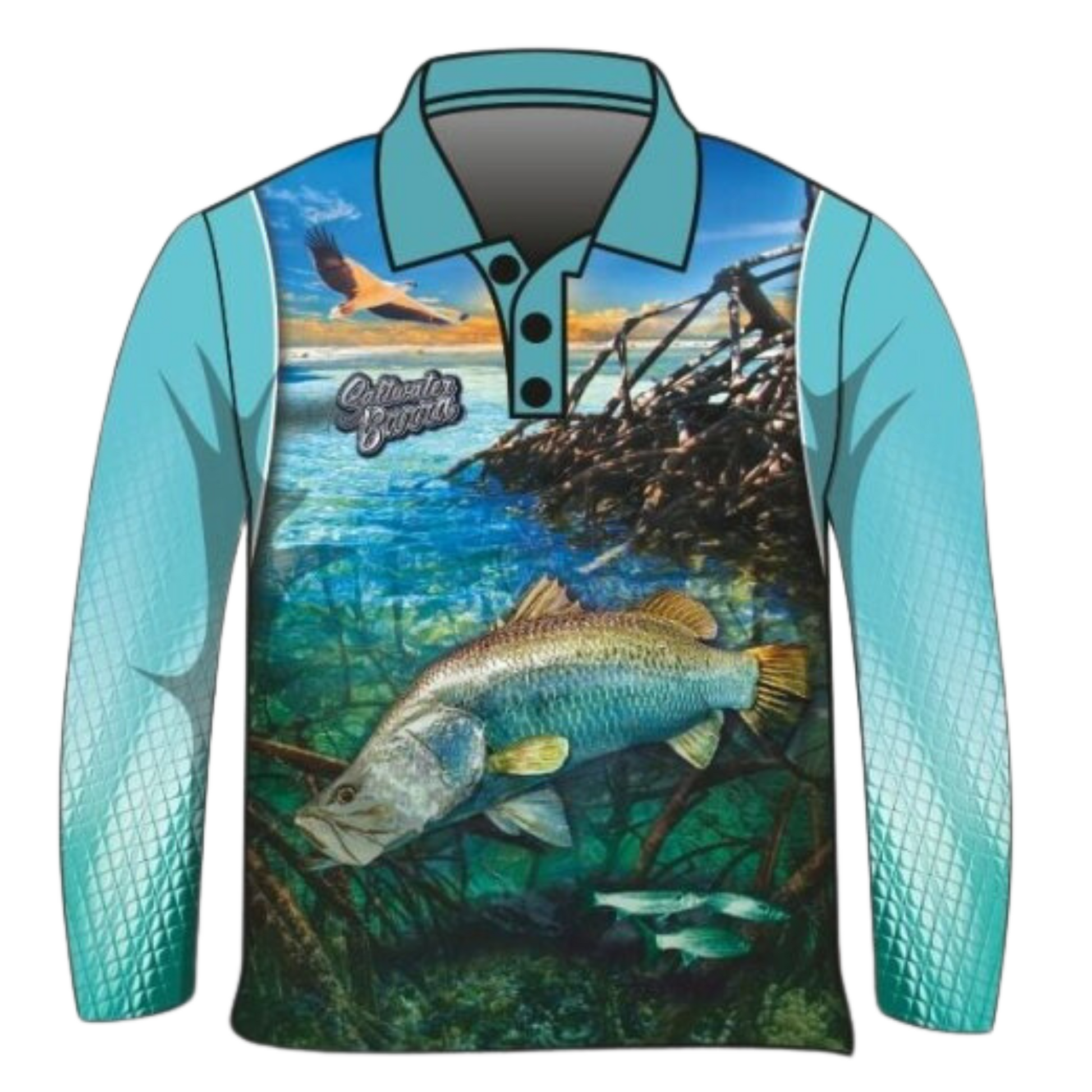 Fishing | Barramundi Saltwater Fishing Shirt Z and TEE barramundi blue boy boys BOYS DESIGNS FISH DESIGNS fishing LJM men mens Preorder quick dry spo-default spo-disabled sun sun shirt sun shirts sunsafe uv