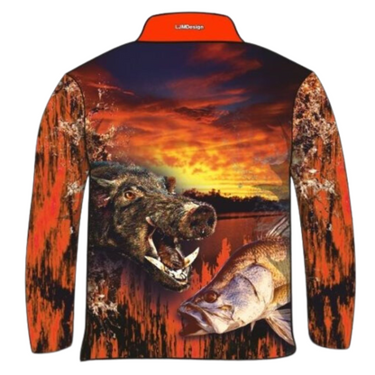 Hunting | Boars and Barra Shirt Long or Short Sleeve Z and TEE barramundi boy boys BOYS DESIGNS FISH DESIGNS fishing hog hogs hunting HUNTING DESIGNS LJM men MEN'S DESIGNS mens pig pig hunting Preorder quick dry spo-default spo-disabled sun sun shirt sun shirts sunsafe uv