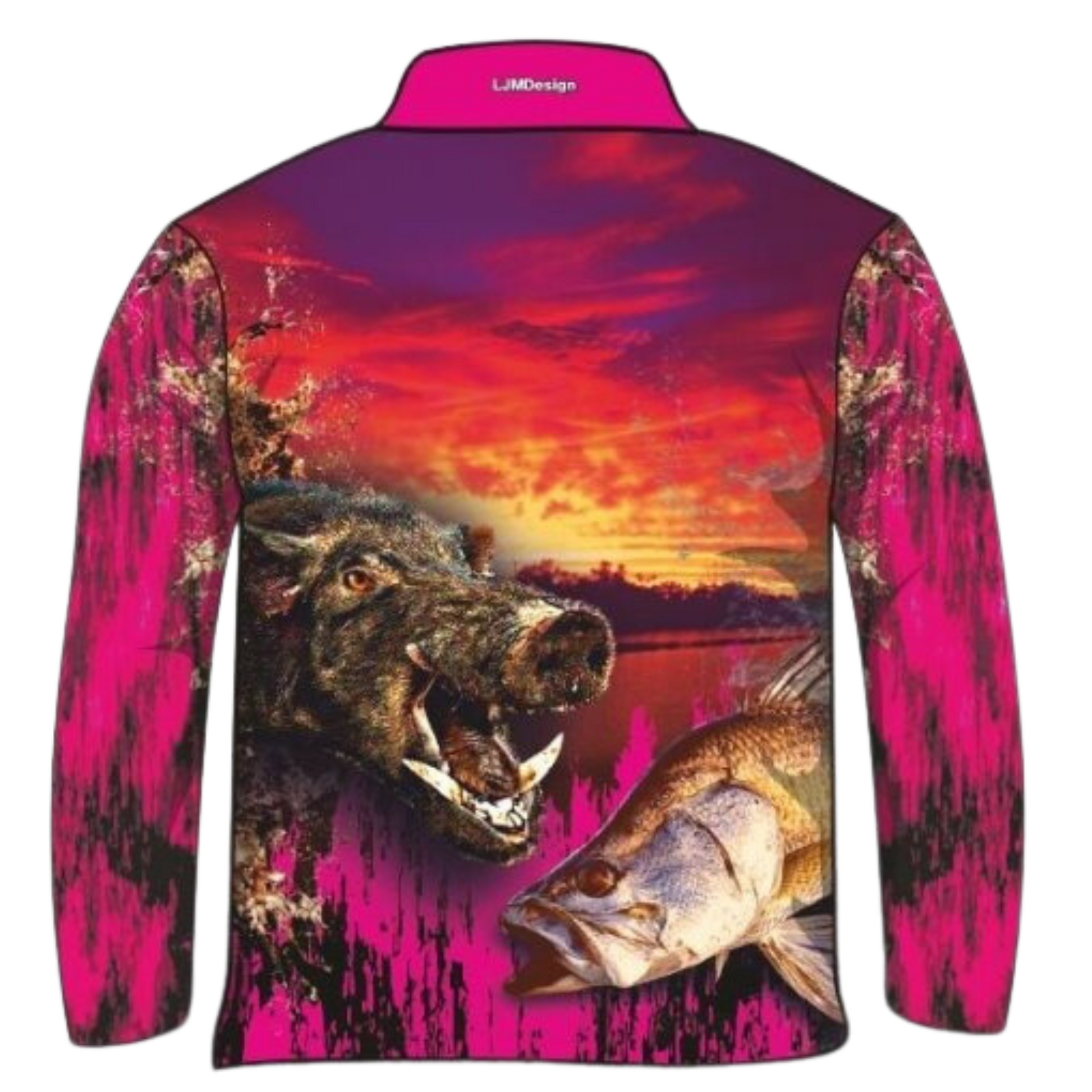 Hunting | Boars and Barra Pink Shirt Long or Short Sleeve Z and TEE barramundi FISH DESIGNS fishing girl girls hog hogs hunting HUNTING DESIGNS ladies LJM pig pig hunting Preorder quick dry spo-default spo-disabled sun sun shirt sun shirts sunsafe uv women womens