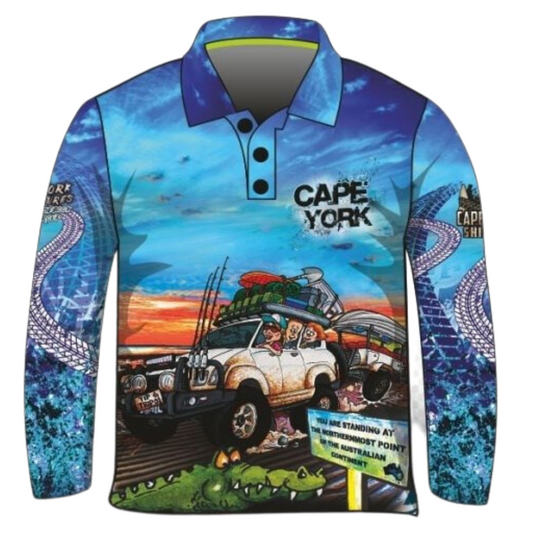 Cape York | Packed for the Tip Blue Shirt Long or Short Sleeve Z and TEE 4x4 blue boy boys BOYS DESIGNS camping cape cape york CAPE YORK DESIGNS fishing LJM men mens Preorder quick dry spo-default spo-disabled sun sun shirt sun shirts sunsafe tip travel uv