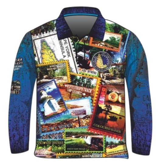 Cape York | Send it to Cape York Blue Shirt Long or Short Sleeve Z and TEE 4x4 blue boy boys camping cape cape york CAPE YORK DESIGNS fishing LJM men mens Preorder quick dry spo-default spo-disabled sun sun shirt sun shirts sunsafe tip travel uv