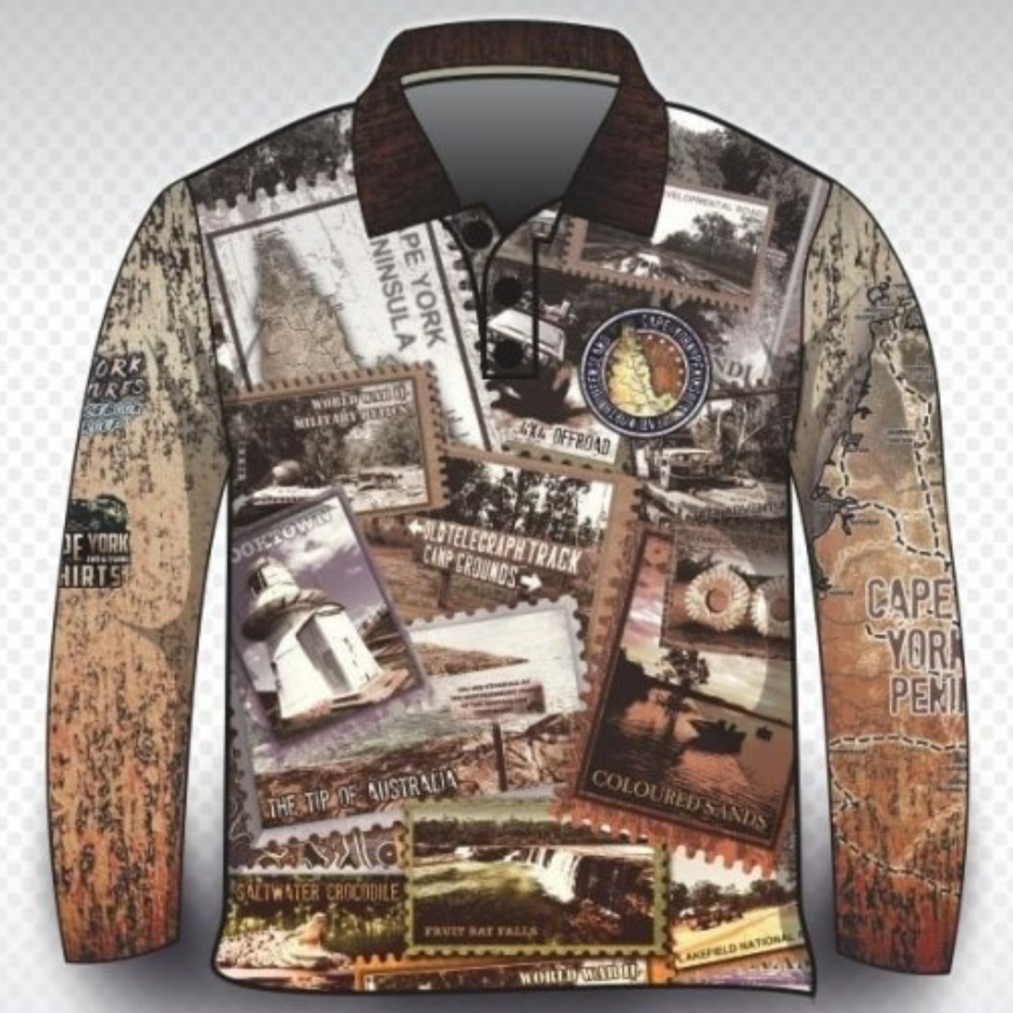 Cape York | Send it to Cape York Sepia Shirt Long or Short Sleeve Z and TEE 4x4 boy boys camping cape cape york CAPE YORK DESIGNS fishing LJM men mens Preorder quick dry spo-default spo-disabled sun sun shirt sun shirts sunsafe tip travel uv