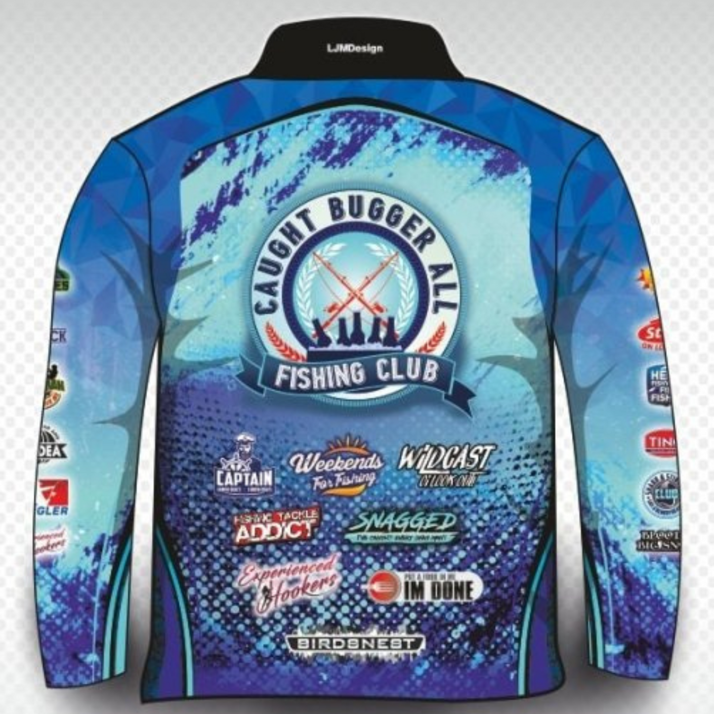 Fishing | Caught Bugger All Fishing Club Blue Fishing Shirt - Z&Tee Z and TEE camping FISH DESIGNS FISHING LJM men MEN'S DESIGNS mens Preorder quick dry spo-default spo-disabled sun sun shirt sun shirts sunsafe uv