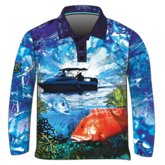 Fishing | Cheers to the Weekend Reef Trip Fishing Shirt - Z&Tee Z and TEE blue boat camping FISH DESIGNS fishing LJM men MEN'S DESIGNS mens Preorder quick dry spo-default spo-disabled sun sun shirt sun shirts sunsafe uv