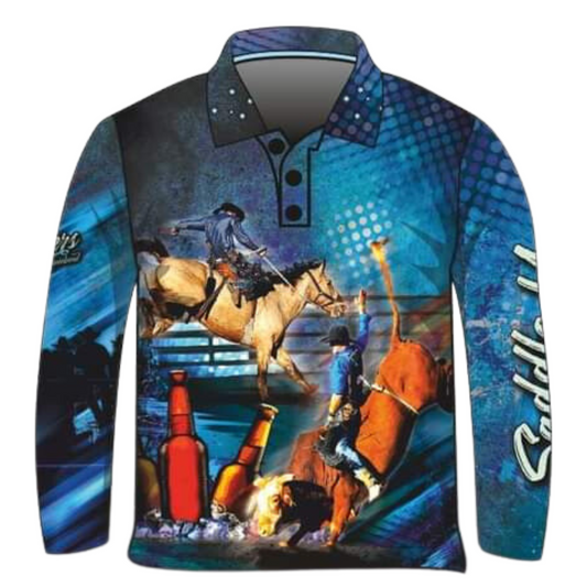 Western | Cheers to the Weekend Rodeo Shirt Long or Short Sleeve Z and TEE blue bull camping COUNTRY WESTERN DESIGNS cow cowboy horse LJM men MEN'S DESIGNS mens Preorder quick dry spo-default spo-disabled sun sun shirt sun shirts sunsafe uv western