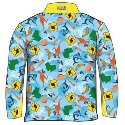 Australian | Fair Dinkum Aussie Shirt Long or Short Sleeve Z and TEE aussie Australia Australia Day Australian bin chicken boys camping fishing ibis kangaroo kids LJM Preorder quick dry spo-default spo-disabled sun sun shirt sun shirts sunsafe uv
