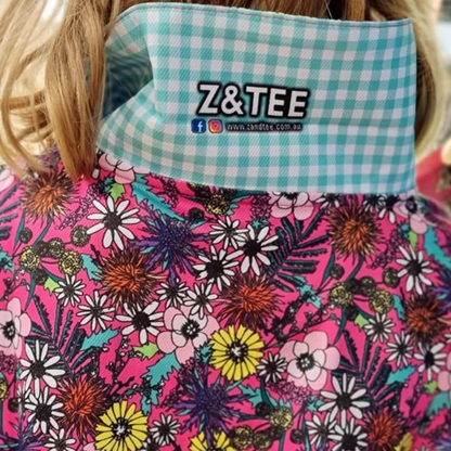 Western | Vintage Wildflower Fuchsia and Gingham Teal Shirt Z and TEE camping COUNTRY WESTERN DESIGNS cowgirl fishing Floral flower Flowers Girls GIRLS DESIGNS LJM PATTERN AND PLAIN DESIGNS Preorder quick dry spo-default spo-disabled sun sun shirt sun shirts sunsafe uv western Women WOMEN'S DESIGNS womens