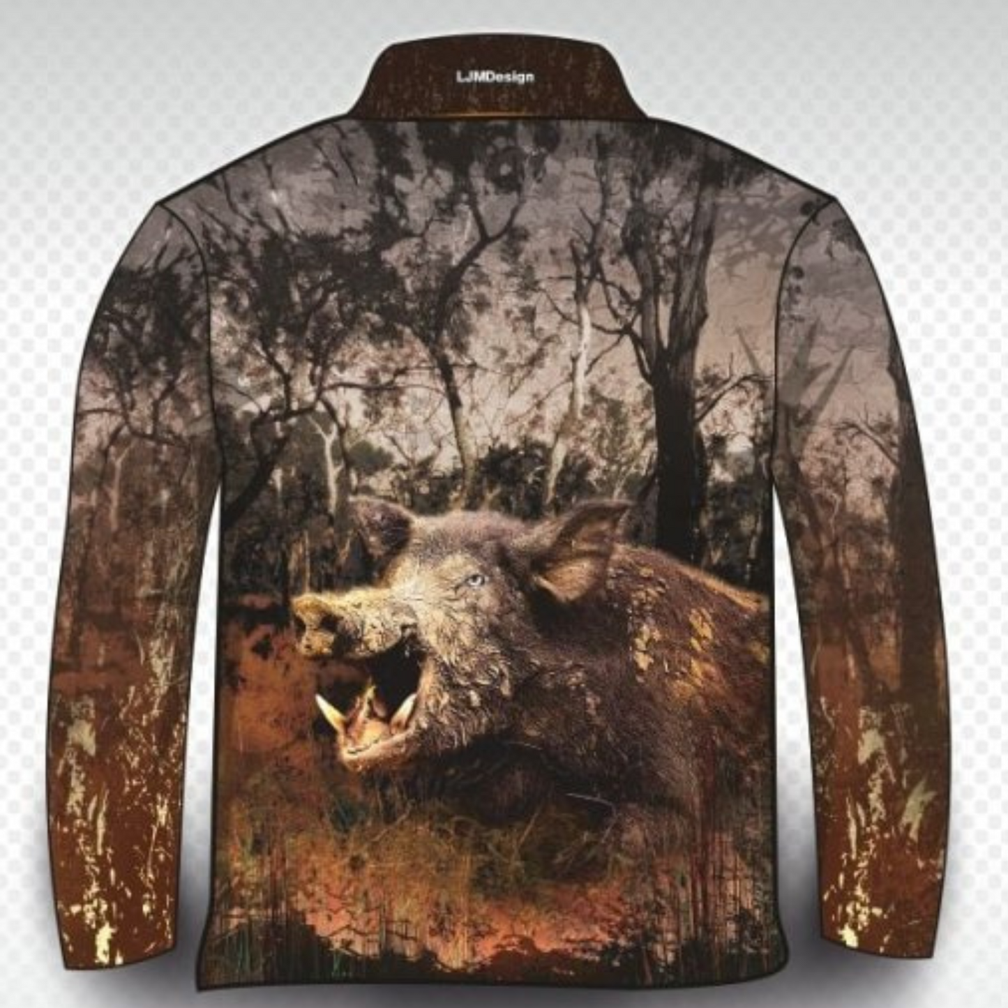 Hunting | Rustic Boar Shirt Long or Short Sleeve Z and TEE boar brown camping fishing hog hogs hunting HUNTING DESIGNS LJM men MEN'S DESIGNS mens pig pig hunting pigging Preorder quick dry spo-default spo-disabled sun sun shirt sun shirts sunsafe uv