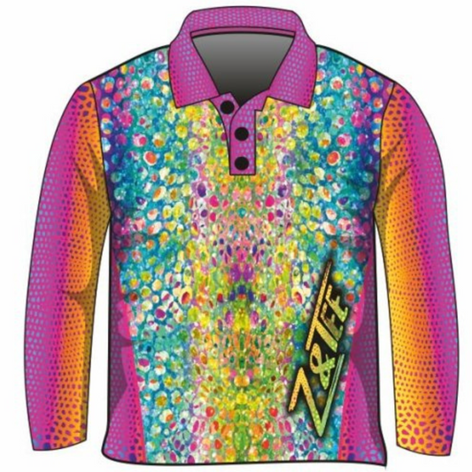 Pattern | Kaleidoscope Serpent Shirt Long or Short Sleeve Z and TEE camping fishing GIRL'S DESIGNS Girls ladies LJM pink Preorder quick dry rainbow spo-default spo-disabled sun sun shirt sun shirts sunsafe uv women's WOMEN'S DESIGNS