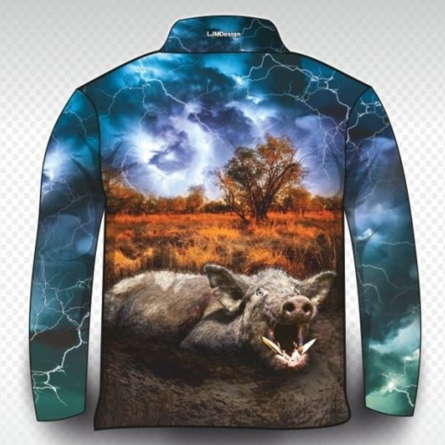 Hunting | Lightning Boar Hunting Shirt Long or Short Sleeve Z and TEE blue boar BOYS DESIGNS fishing hog hogs hunting HUNTING DESIGNS LJM men MEN'S DESIGNS mens pig pig hunting pigging Preorder quick dry spo-default spo-disabled sun sun shirt sun shirts sunsafe uv